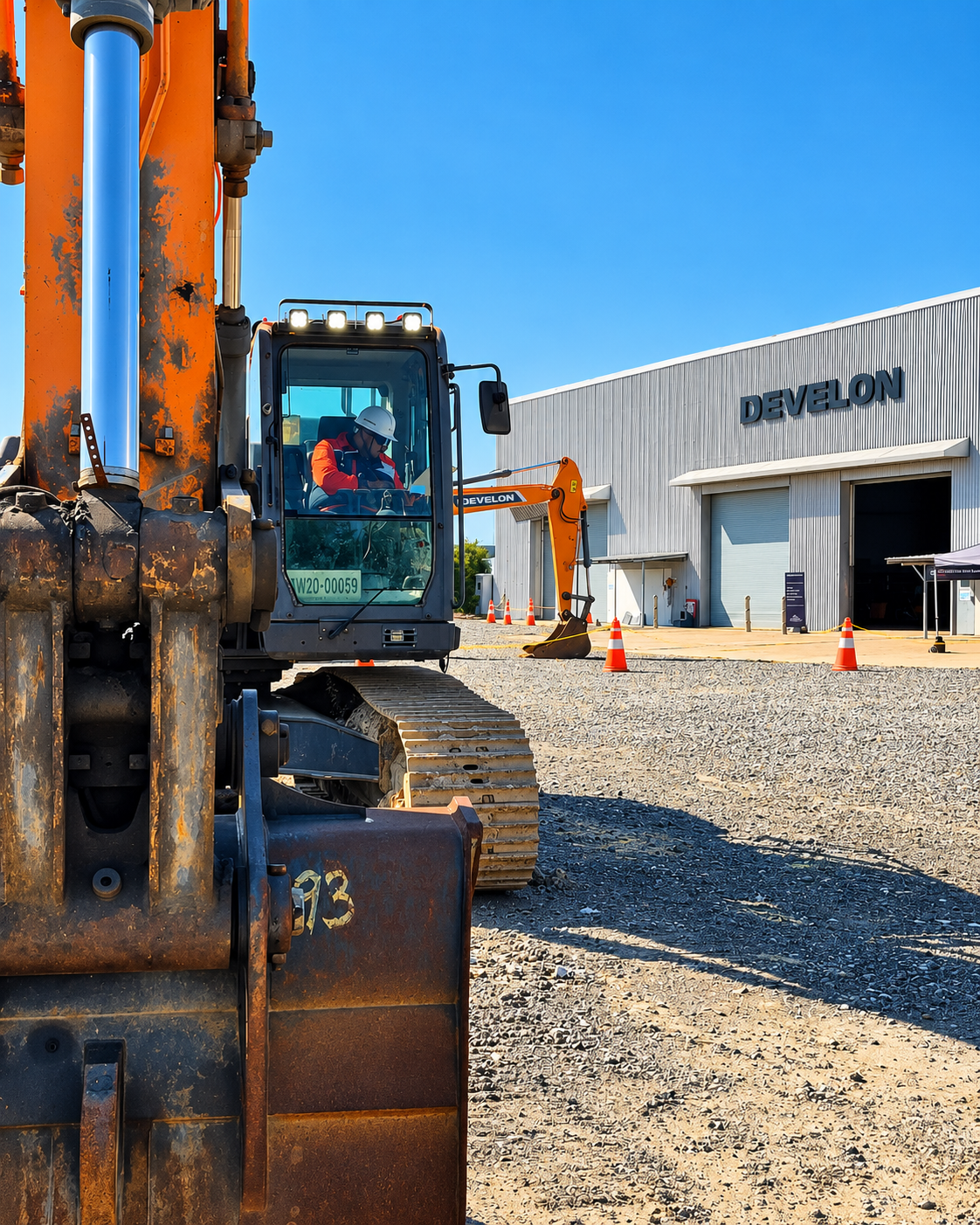 Maquinaria DEVELON utilizada durante la competencia global de servicio